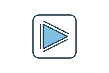 play icon. icon related to basic web and UI. suitable for web site, app, user interfaces, printable etc. flat line icon style. simple vector design editable