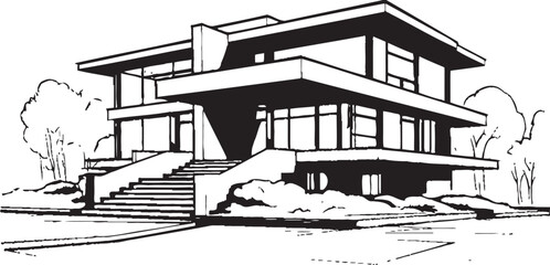 Elegant Residential Symbol Stylish House Idea Vector Icon Fashionable Abode Emblem Modern House Design Vector Icon