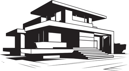 Elegant Residential Symbol Stylish House Idea Vector Icon Fashionable Abode Emblem Modern House Design Vector Icon