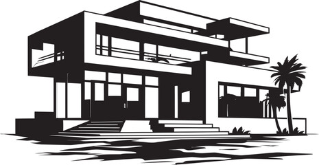 Elegant Living Symbol Stylish House Idea Vector Icon Contemporary Abode Emblem Modern House Design Vector Icon