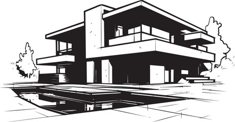 Sleek Residence Mark Stylish House Design in Vector Sophisticated Home Icon Modern House Idea Vector Logo