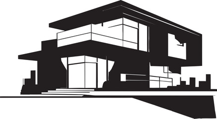 Elegant Living Symbol Stylish House Idea Vector Icon Contemporary Abode Emblem Modern House Design Vector Icon