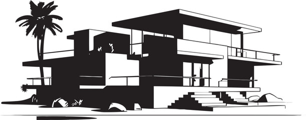 Naklejka premium Elegant Living Symbol Stylish House Idea Vector Icon Contemporary Abode Emblem Modern House Design Vector Icon