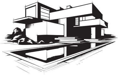 Classy Habitat Crest Stylish House Design Vector Icon Vogue Living Vision Modern House Idea Vector Emblem