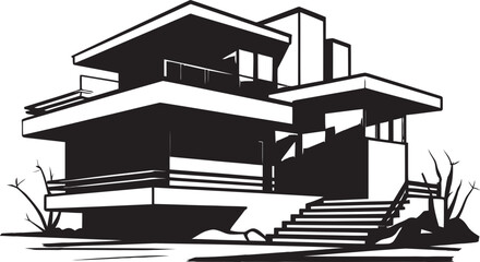 Contemporary Abode Emblem Modern House Design Vector Icon Sleek Residence Mark Stylish House Design in Vector