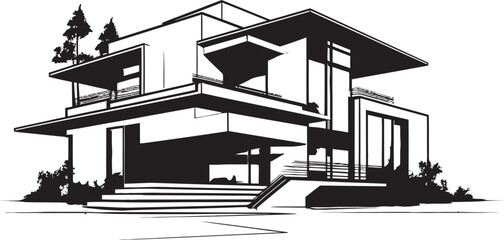 Sophisticated Living Symbol Modern House Idea Vector Icon Contemporary Abode Mark Stylish House Design Vector Icon