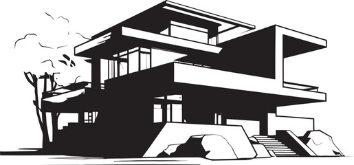 Sleek Dwelling Emblem Modern House Design in Vector Vogue Home Icon Stylish House Idea Vector Logo