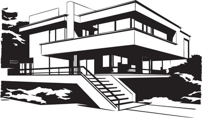 Classy Living Crest Modern House Design Vector Icon Chic Habitat Vision Stylish House Design Vector Emblem