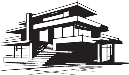 Contemporary Abode Mark Stylish House Design Vector Icon Sleek Dwelling Emblem Modern House Design in Vector