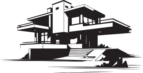Contemporary Chic Modern House Icon Design Sleek Dwellings Stylish House Logo Concept