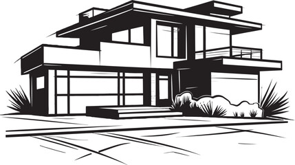 Heavyset Habitat Icon Thick House Design Vector Logo Stalwart Living Crest Bold House Outline Vector Icon