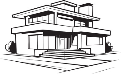 Powerhouse Abode Emblem Thick House Outline Icon Solid Dwelling Mark Bold House Sketch Vector Emblem