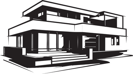 Mighty Living Symbol Bold House Sketch in Vector Format Thick Outline Dwelling Icon House Sketch in Logo Design