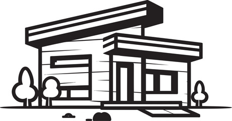 Stout Dwelling Emblem Bold House Sketch Vector Icon Vigorous Residence Mark Thick Outlined House Design Icon