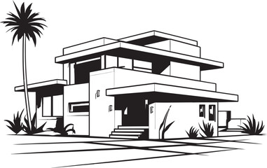 Stout Dwelling Emblem Bold House Sketch Vector Icon Vigorous Residence Mark Thick Outlined House Design Icon