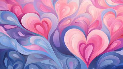 Vibrant abstract heart artwork with flowing pastel colors, perfect for romantic and decorative themes. image is suitable for greeting cards, home decor, and marketing materials around Valentine's Day