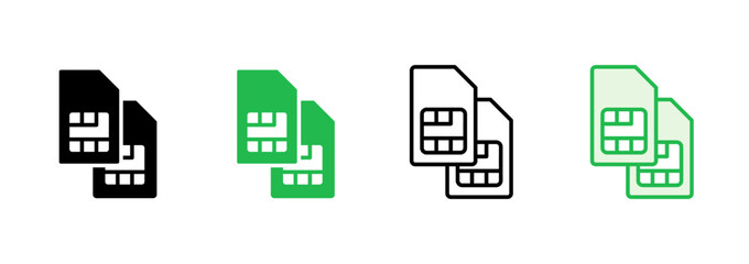 Sim card icon set. dual sim card icon vector