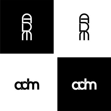 adm typography letter monogram logo design set