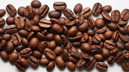 Fragrant roasted coffee beans background top view. Coffee beans closeup banner. Coffee advertising design. generative ai