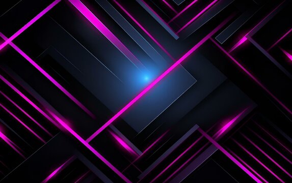AI generated illustration of vibrant neon purple rectangles on a black background