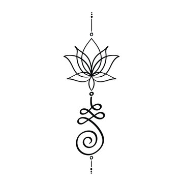 lotus with unalome tatto vector