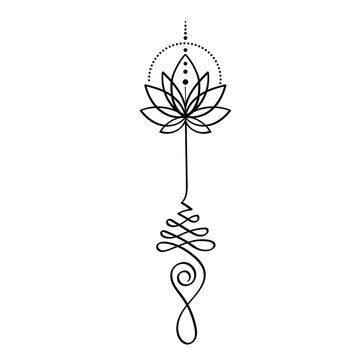 lotus with unalome tatto vector