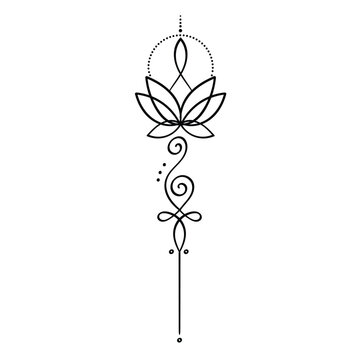 lotus with unalome tatto vector