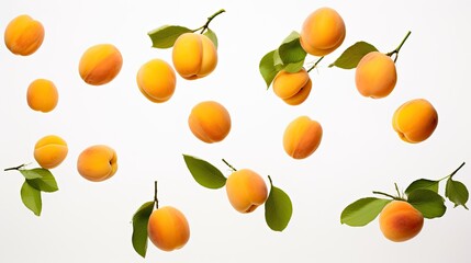 Obraz premium Portrait peach with leaf on the white background AI Generative