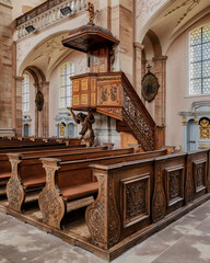 Exquisite example of Baroque architecture, the Abbey of Ebersmunster in the Alsace region