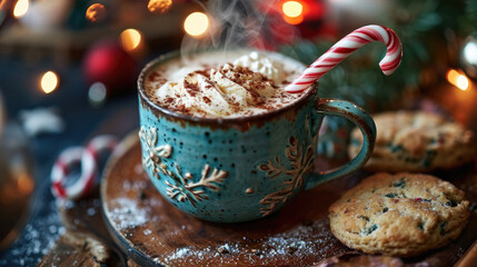 Holiday warmth and sweetness with Hot Chocolate, a dash of cinnamon and infused with peppermint