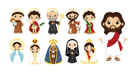 Collection of cartoon followers of Jesus Christ