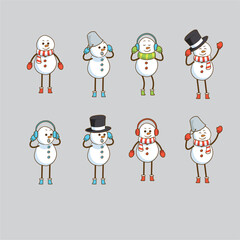 Collection of cartoon snowmen in various styles