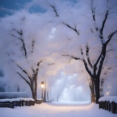A snowy and dreamy night