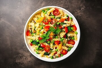 Pasta primavera on plate