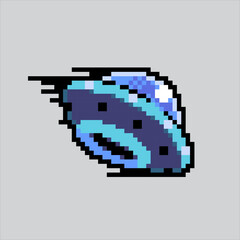 Pixel art illustration UFO. Pixelated UFO. Farm UFO space alien pixelated for the pixel art game and icon for website and video game. old school retro. © Collaborapix