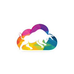Bull cloud shape vector logo design.