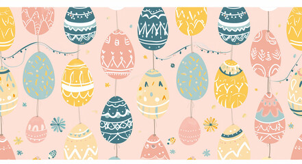 pattern illustration of easter bunny and eggs on smooth background