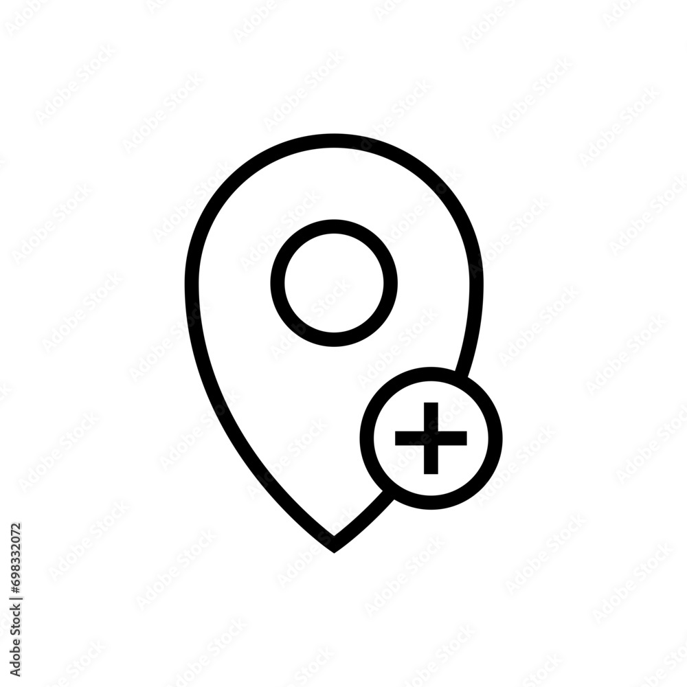 Aufkleber add location icon with plus button. web vector icon