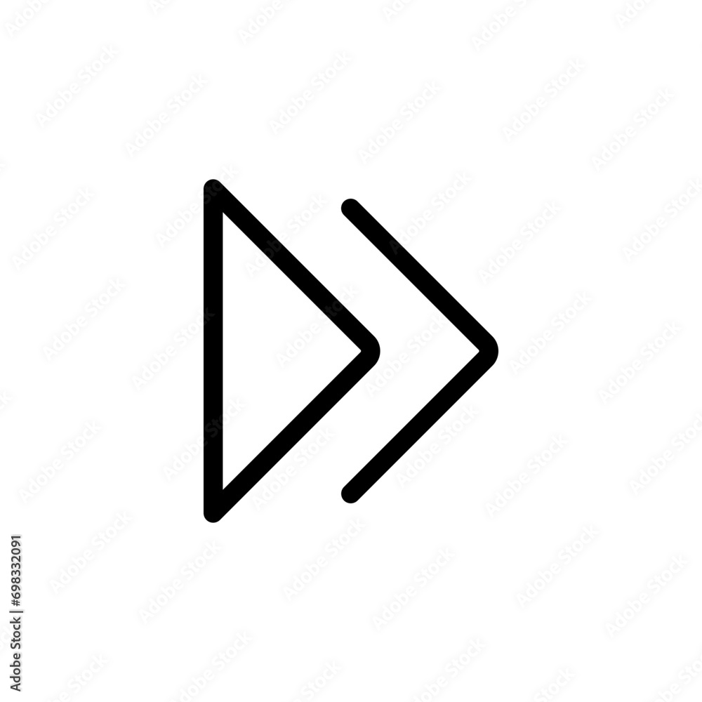 Poster fast player icon, fast forward circle with two arrows icon . web vector icon