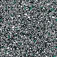 Vector grey and green terrazzo flooring seamless pattern background, Modern minimalistic floor tile for interior decoration.