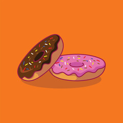 donuts with chocolate and pink cream and sprinkles with sprinkles