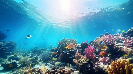 Foto op Aluminium An underwater scuba diving adventure in a coral reef. © Thomas