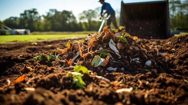 A community composting project turning organic waste into nutrient-rich soil contributing to local agriculture.