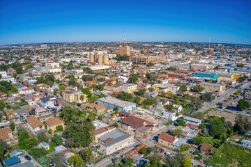 Fototapeta na wymiar Aerial View of the Popular Border Crossing of Laredo, Texas and Nuevo Laredo, Tamaulipas