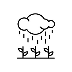 Rain cloud outline icons, gardening minimalist vector illustration ,simple transparent graphic element .Isolated on white background