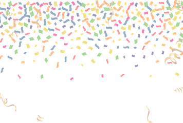 Fototapeta premium Colorful confetti on transparent background. Festive vector illustration.