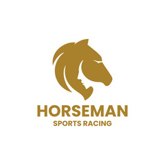 Horse and people combination can be called a modern horseman logo design