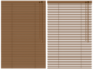 閉じたブラインドと開いたブラインド/ブラウン/2点セット