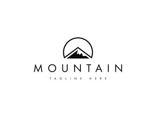 minimal mountain silhouette logo design