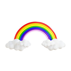3d render rainbow with cloud